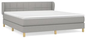 Κρεβάτι Boxspring με Στρώμα Ανοιχτό Γκρι 180x200 εκ. Υφασμάτινο - Γκρι