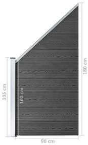 Σετ Πάνελ Περίφραξης Μαύρο 1311 x (105-186) εκ. από WPC - Μαύρο