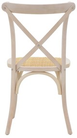 Καρέκλα Dylon pakoworld white wash ξύλο οξιάς-έδρα φυσικό rattan 48x52x89εκ