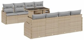 vidaXL Σετ Καναπέ Κήπου με μαξιλάρι 7 pcs Μπεζ Πολυ ράταν