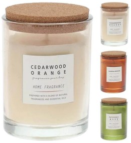 Αρωματικό Κερί CC5062600 Σε Decorated γυάλινο δοχείο με καπάκι από φελλό, 8 x 10 cm, 200γρ, σε 3 επιλογές σχεδίου και αρώματος ivory cedar wood orange