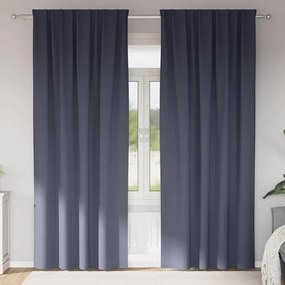 vidaXL Κουρτίνες Μαύρης Ύφανσης με Δαχτυλίδια 2 pcs Ανθρακί