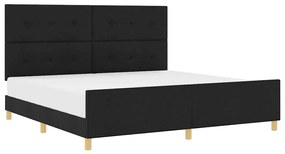 vidaXL Σκελετός Κρεβατιού με κεφαλάρι Μαύρο 200 x 200 cm ύφασμα