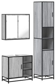 vidaXL Σετ Επίπλων Μπάνιου 3 Τεμαχίων Γκρι Sonoma Επεξεργασμένο Ξύλο