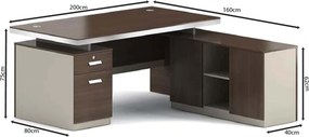 CONCEPT Γραφείο Αναστρέψιμη Γωνία, Απόχρωση Καρυδί - Μπεζ   1τμχ