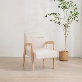 Πολυθρόνα Nextdeco Natural μασίφ ξύλο λευκή Υ78,5x58x72,5εκ.