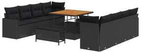Σετ Καναπέ Κήπου με μαξιλάρι με αποθήκευση 11 pcs Μαύρο