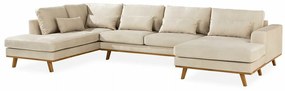 Γωνιακός Καναπές Seattle K101, Beige, 351x202x85cm, Πόδια: Ξύλο, Ξύλο: Πεύκο | Epipla1.gr