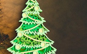 Σετ των 2 Intra απο ξύλο plywood 3mm-4mm πάχος 3D Χριστουγεννιάτικο Δέντρο 6 στρώσεων Δίασταση 30x30 cm INTRAFABR-77142897