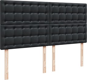 vidaXL Κρεβάτι Boxspring με Στρώμα Μαύρο 200x200 εκ. Συνθετικό Δέρμα