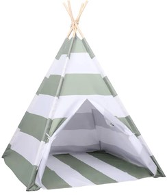 vidaXL Παιδική Σκηνή Ριγέ Γκρι και Λευκό 120 x 120 x 150 cm