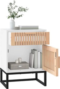 vidaXL Κομοδίνο Λευκό 40x30x55,5 εκ. από Επεξεργασμένο Ξύλο &amp; Σίδερο