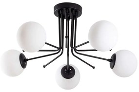 Φωτιστικό Οροφής - Πλαφονιέρα Daisy 521SHN3437 80x80x34cm 5xE27 40W Black-White Opviq