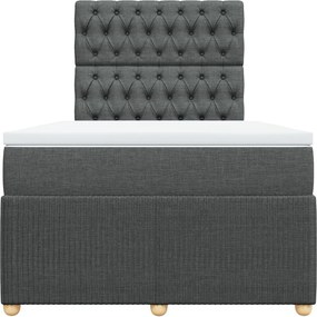 vidaXL Κρεβάτι Boxspring με Στρώμα Σκούρο Γκρι 120x200 εκ. Υφασμάτινο