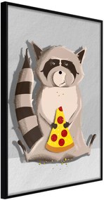Αφίσα - Racoon Eating Pizza - 30x45 - Μαύρο - Χωρίς πασπαρτού