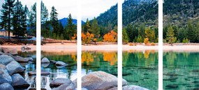 Λίμνη με εικόνα 5 μερών σε όμορφη φύση - 100x50