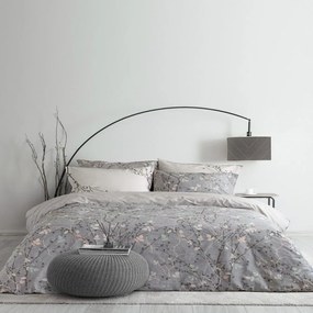 Σεντόνια Leaf (Σετ 4τμχ) Grey Nima Διπλό 220x260cm 100% Βαμβάκι