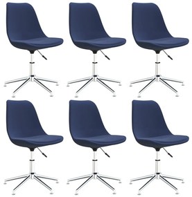 Καρέκλες Τραπεζαρίας Περιστρεφόμενες 6 τεμ. Μπλε Υφασμάτινες - Μπλε