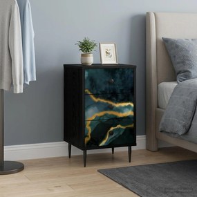 vidaXL Κομοδίνο WIJHE Μαύρη Δρυς 36 x 33 x 61 εκ. Επεξεργασμένο Ξύλο