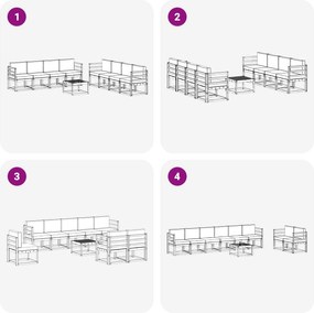 vidaXL Σειρά Καναπέ Εξωτερικού με μαξιλάρι 9 pcs Λευκό και Κρεμ