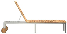 vidaXL Ξαπλώστρα 1-πρόσωπο Καφέ 207 x 58 x 35εκ Μασίφ ξύλο ακακίας