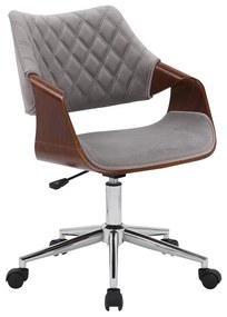 Καρέκλα γραφείου Houston 1036, Καρυδί, Γκρι, 80x58x64cm, 12 kg, Με ρόδες, Με μπράτσα, Μηχανισμός καρέκλας: Economic | Epipla1.gr