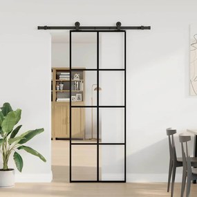 vidaXL Συρόμενη Πόρτα με Μηχανισμό 76x205 εκ. Γυαλί ESG &amp; Αλουμίνιο