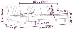 Καναπές Κρεβάτι Γωνιακός Μαύρος 255x140x70 εκ. Υφασμάτινος - Μαύρο