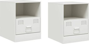 vidaXL Κομοδίνα 2 τεμ. Λευκό 34,5 x 39 x 44 εκ. από Χάλυβα