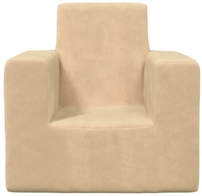vidaXL Καναπές Παιδικός Κρεμ από Μαλακό Βελουτέ Ύφασμα