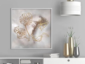 Αφίσα - Golden Monstera Leaves - 50x50 - Μαύρο - Χωρίς πασπαρτού