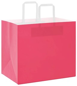 vidaXL Χάρτινες σακούλες 250 τεμάχια με χερούλια Ροζ 32x22x28 εκ.