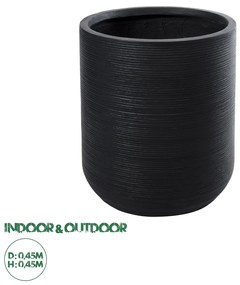 20694 GloboStar® Artificial Garden DAMASCUS 20694 Διακοσμητικό Πολυεστερικό Τσιμεντένιο Κασπώ Γλάστρα - Flower Pot Μαύρο Φ45 x Υ45cm