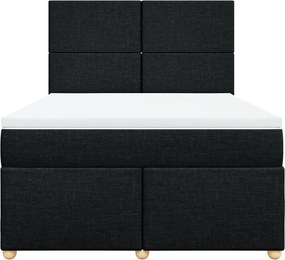 vidaXL Κρεβάτι Boxspring με Στρώμα Μαύρο 160x200 εκ. Υφασμάτινο