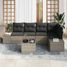 vidaXL Σετ Καναπέ Κήπου 6 pcs Γκρι Πολυ ράταν