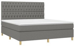 Κρεβάτι Boxspring με Στρώμα &amp; LED Σκ.Γκρι 180x200 εκ Υφασμάτινο - Γκρι