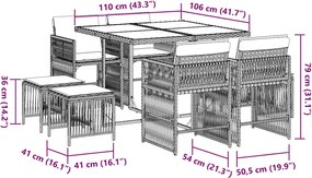 vidaXL Σετ Τραπεζαρίας Κήπου 9 τεμ. Γκρι Συνθ. Ρατάν με Μαξιλάρια