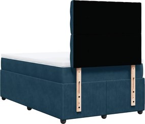 vidaXL Κρεβάτι Boxspring με Στρώμα Σκούρο Μπλε 120x190 εκ. Βελούδινο