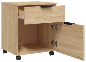 vidaXL Αρχειοθήκη Φορητή Sonoma Δρυς 45x38x54 εκ. Επεξ. Ξύλο με Ρόδες