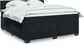 vidaXL Κρεβάτι Boxspring με Στρώμα Μαύρο 180x200 εκ. Βελούδινο