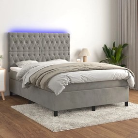 ΚΡΕΒΑΤΙ BOXSPRING ΜΕ ΣΤΡΩΜΑ&amp;LED ΑΝ. ΓΚΡΙ 140X190 ΕΚ. ΒΕΛΟΥΔΙΝΟ 3136299