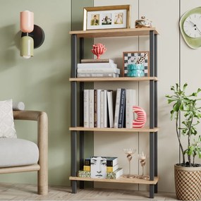 Stewehome Βιβλιοθήκη με 4 ράφια από σανίδα Καφέ 52x22x110 cm