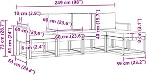 vidaXL Σειρά Καναπέ Εξωτερικού 5 pcs Φυσικό και Κρέμα Πολυεστέρας
