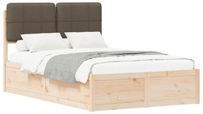 vidaXL Σκελετός Κρεβατιού με Επενδεδυμένο Κεφαλάρι Taupe 120 x 190 cm