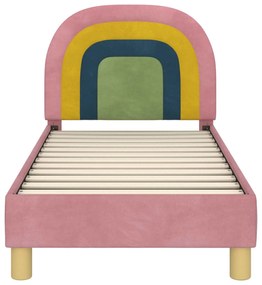 vidaXL Κρεβατική βάση για παιδιά με προσκέφαλο Ροζ 70 x 140 cm Βελούδο