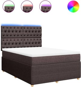 vidaXL Κρεβάτι Boxspring με Στρώμα Σκούρο Καφέ 140x200 εκ Υφασμάτινο