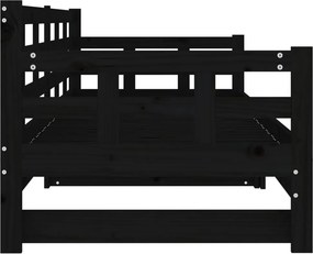 vidaXL Καναπές Κρεβάτι Συρόμενος Μαύρος 2x(90x190) εκ. Μασίφ Πεύκο