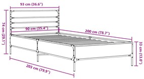 ΠΛΑΙΣΙΟ ΚΡΕΒΑΤΙΟΥ ΜΑΥΡΟ 90 X 200 ΕΚ. ΕΠΕΞ. ΞΥΛΟ &amp; ΜΕΤΑΛΛΟ 845582