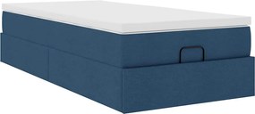 vidaXL Οθωμανικό κρεβάτι με στρώμα μπλε 90x200cm ύφασμα