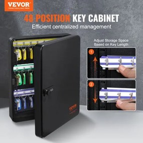 VEVOR 48-Key Cabinet Key Safe with Combination Lock &amp; Keys Adjustable Racks